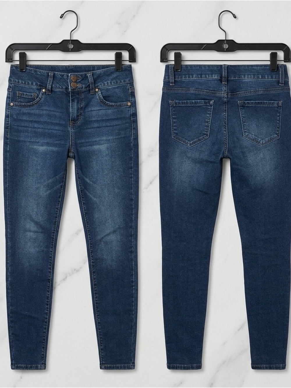 Classic High-Rise Skinny Jeans in Dark Blue